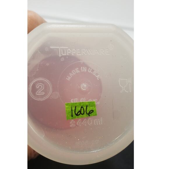 Tupperware VINTAGE Modular Mate, Round 15 oz sheer w/Orange Lid 1606 - Picture 3 of 5